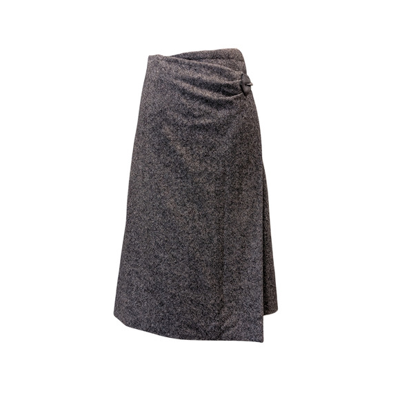 Hermes Cashmere Wool Blend Leather Buckle Skirt Size 42 US 10 - Picture 1 of 4